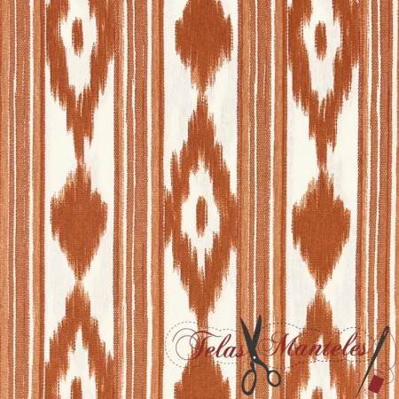 TELA MALLORQUINA IKAT NARANJA - TIENDA ONLINE TELAS Y MANTELES