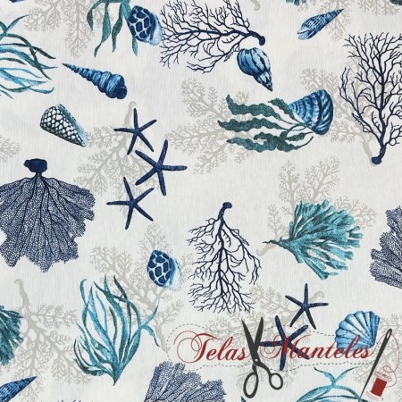 TELA ESTAMPADA MARINERA AZUL - TIENDA ONLINE TELAS Y MANTELES