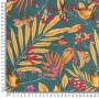 LONETA PAJAROS TEJA - TIENDA ONLINE TELAS Y MANTELES