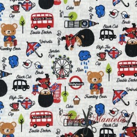 TELA ANTIMANCHAS OSITO LONDRES - TIENDA ONLINE TELAS Y MANTELES