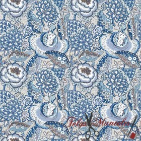 POPELIN ALGODON FLORAL ETERNITY AZUL - TIENDA ONLINE TELAS Y MANTELES