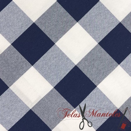 TEJIDO CUADRO VICHY GRANDE MARINO - TIENDA ONLINE TELAS Y MANTELES