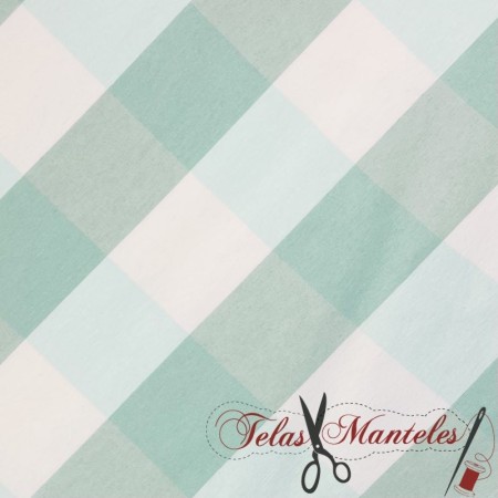 TEJIDO CUADRO VICHY GRANDE MINT - TIENDA ONLINE TELAS Y MANTELES