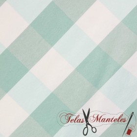TEJIDO ANTIMANCHAS CUADRO VICHY GRANDE MINT - TIENDA ONLINE TELAS Y MANTELES