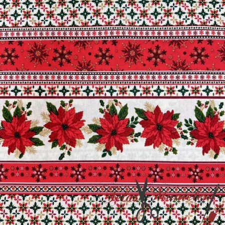 TELA NAVIDAD FLOR DE PASCUA POINSETTIA  - TIENDA ONLINE TELAS Y MANTELES