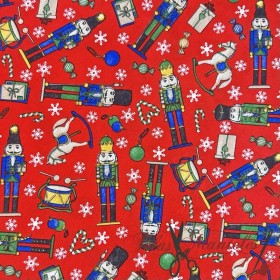 TELA NAVIDAD CASCANUECES ROJO - TIENDA ONLINE TELAS Y MANTELES