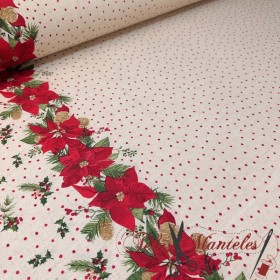 TELA ANTIMANCHAS NAVIDAD FLOR DE PASCUA POINSETTIA  - TIENDA ONLINE TELAS Y MANTELES
