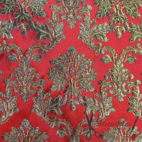 BROCADO LUREX ORO ROJO - TIENDA ONLINE TELAS Y MANTELES