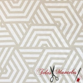 TELA ANTIMANCHAS GEOMETRICA BEIGE - TIENDA ONLINE TELAS Y MANTELES