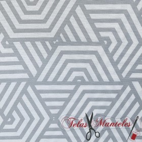 TELA ANTIMANCHAS GEOMETRICA GRIS - TIENDA ONLINE TELAS Y MANTELES