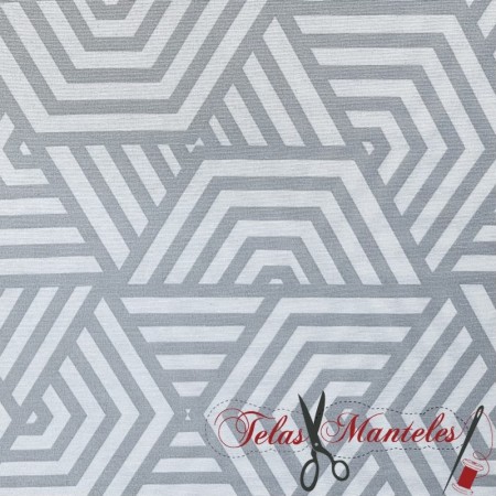 TELA ANTIMANCHAS GEOMETRICA GRIS - TIENDA ONLINE TELAS Y MANTELES