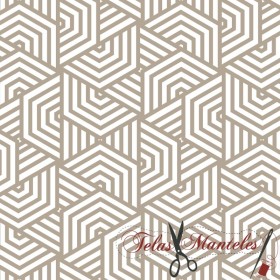 LONETA GEOMETRICA PITAGORAS BEIGE - TIENDA ONLINE TELAS Y MANTELES