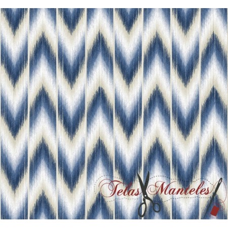 TELA MALLORQUINA IKAT AZUL  - TIENDA ONLINE TELAS Y MANTELES