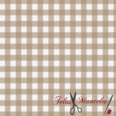 LONETA VICHY BEIGE MEDIANO - TIENDA ONLINE TELAS Y MANTELES