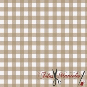 TELA ANTIMANCHAS VICHY BEIGE MEDIANO - TIENDA ONLINE TELAS Y MANTELES