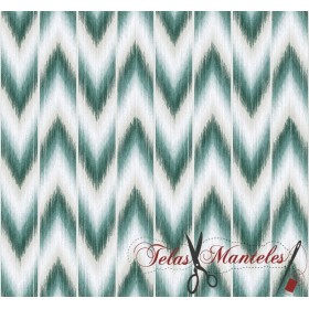 TELA ANTIMANCHAS MALLORQUINA IKAT JADE AGUAMARINA - TIENDA ONLINE TELAS Y MANTELES