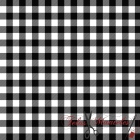 TELA ANTIMANCHAS VICHY MEDIANO NEGRO - TIENDA ONLINE TELAS Y MANTELES