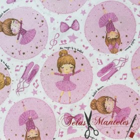 LONETA ESTAMPADA INFANTIL BALLET - TIENDA ONLINE TELAS Y MANTELES