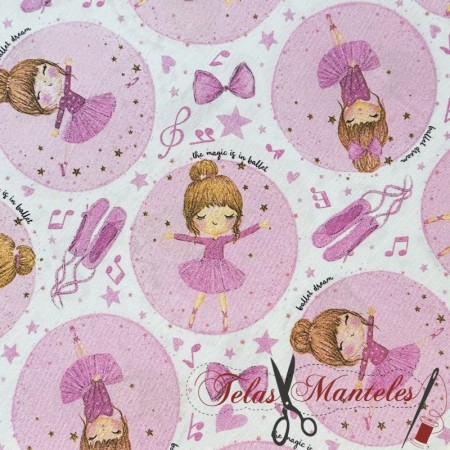 LONETA ESTAMPADA INFANTIL BALLET - TIENDA ONLINE TELAS Y MANTELES
