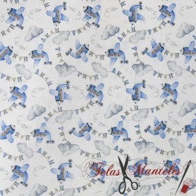 LONETA ESTAMPADA INFANTIL AVIONES - TIENDA ONLINE TELAS Y MANTELES