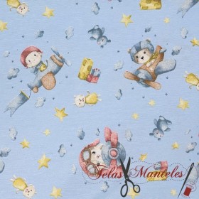 LONETA ESTAMPADA INFANTIL OSITO AVIADOR - TIENDA ONLINE TELAS Y MANTELES