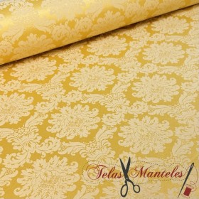 DAMASCO OCRE MOSTAZA - TIENDA ONLINE TELAS Y MANTELES