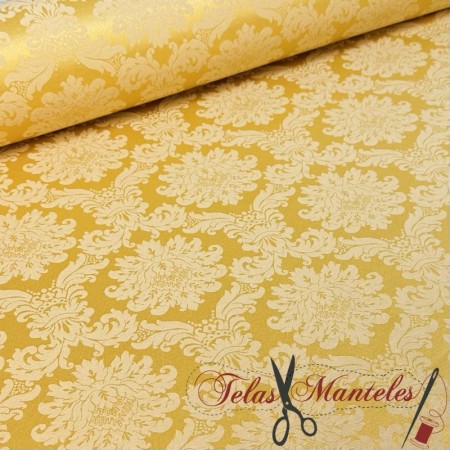 DAMASCO OCRE MOSTAZA - TIENDA ONLINE TELAS Y MANTELES