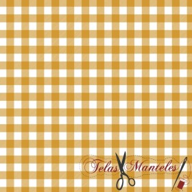 TELA ANTIMANCHAS VICHY MOSTAZA MEDIANO - TIENDA ONLINE TELAS Y MANTELES