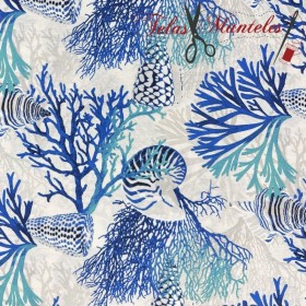 LONETA EXTERIOR CORALES AZULES - TIENDA ONLINE TELAS Y MANTELES