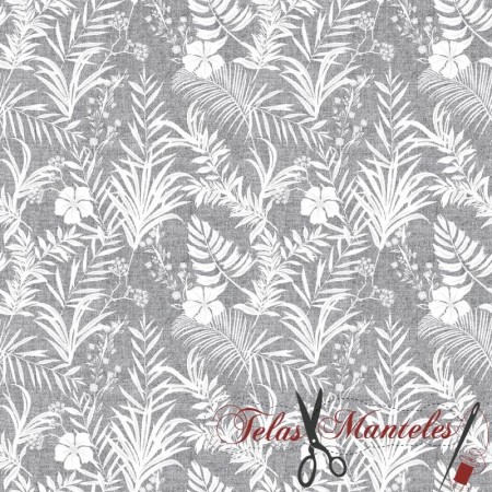 LONETA PALMERA ARECA GRIS - TIENDA ONLINE TELAS Y MANTELES