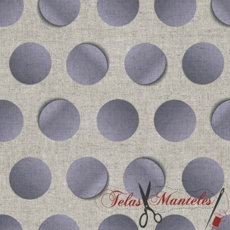 TELA ANTIMANCHAS CIRCULOS GRIS - TIENDA ONLINE TELAS Y MANTELES