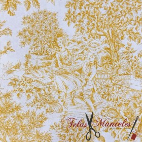 TELA LONETA TOILE DE JOUY CARTUJA - TIENDA ONLINE TELAS Y MANTELES