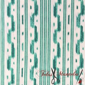 TELA MALLORQUINA IKAT JADE - TIENDA ONLINE TELAS Y MANTELES