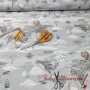 POPELIN MAPAMUNDI GRIS - TIENDA ONLINE TELAS Y MANTELES