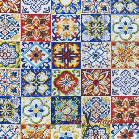 TELA AZULEJO HIDRAULICO - TIENDA ONLINE TELAS Y MANTELES