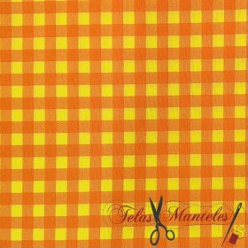 LONETA VICHY NEON  NARANJA - AMARILLO MEDIANO - TIENDA ONLINE TELAS Y MANTELES