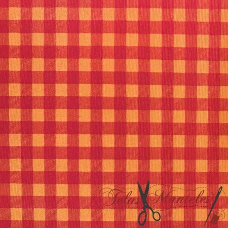 LONETA VICHY NEON  ROJO/NARANJA MEDIANO - TIENDA ONLINE TELAS Y MANTELES