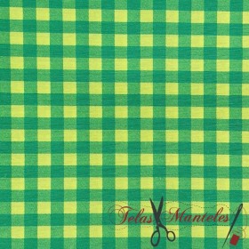 TELA ANTIMANCHAS VICHY NEON  VERDE MEDIANO - TIENDA ONLINE TELAS Y MANTELES