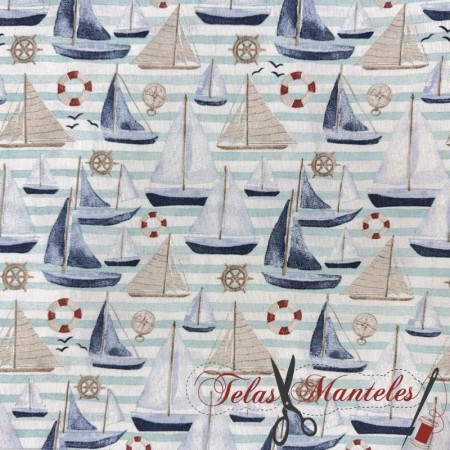 LONETA MARINERA AZUL - TIENDA ONLINE TELAS Y MANTELES