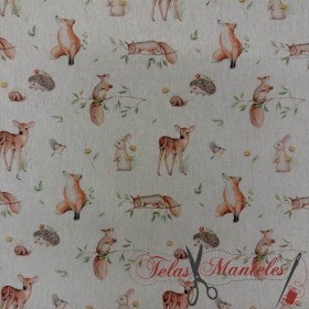 LONETA CULLA ANIMALES DEL BOSQUE - TIENDA ONLINE TELAS Y MANTELES