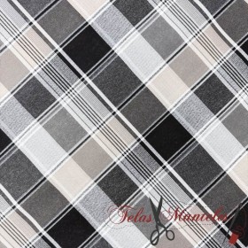 LONETA VICHY CUADROS NEGRO GRIS BEIGE - TIENDA ONLINE TELAS Y MANTELES
