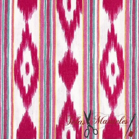 TELA ANTIMANCHAS MALLORQUINA IKAT FUCSIA - TIENDA ONLINE TELAS Y MANTELES