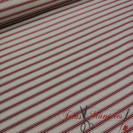 LONETA RAYAS GRANATE - TIENDA ONLINE TELAS Y MANTELES