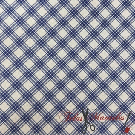 LONETA CUADRO AZUL - TIENDA ONLINE TELAS Y MANTELES