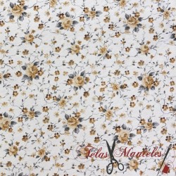 TELA FLORECITAS OCRES - TIENDA ONLINE TELAS Y MANTELES