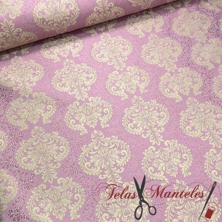 BROCADO PEQUEÑO ROSA ORO - TIENDA ONLINE TELAS Y MANTELES