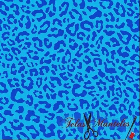 LONETA ANIMAL PRINT NEON AZUL - TIENDA ONLINE TELAS Y MANTELES