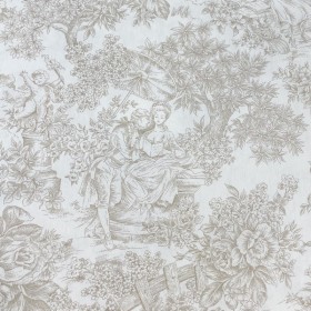 TELA LONETA TOILE DE JOUY CARTUJA BEIGE - TIENDA ONLINE TELAS Y MANTELES
