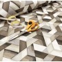 LONETA ESTAMPADA GEOMÉTRICO BEIGE - TIENDA ONLINE TELAS Y MANTELES