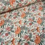 TELA FLOR INDIANA NARANJA - TIENDA ONLINE TELAS Y MANTELES